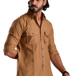 Urban Camel Brown Hunting Style Shirt | Premium Men's Sportswear | Classic Outdoor Design | Comfortable Cotton Fabric | Size 36-44